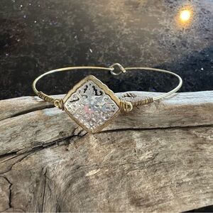Filigree Bangle Bracelet – Gold & Silver Tone, Vintage Style